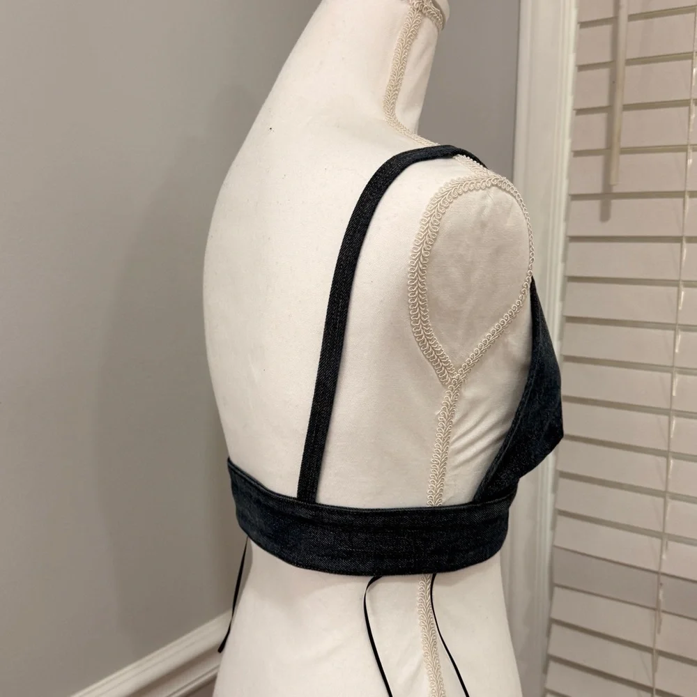 Miu Miu Dark Denim Crop Top - Picture 3 of 7